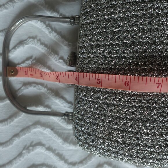 Vintage Italian Made hard shell mini bag in Silver knit - Picture 8 of 9